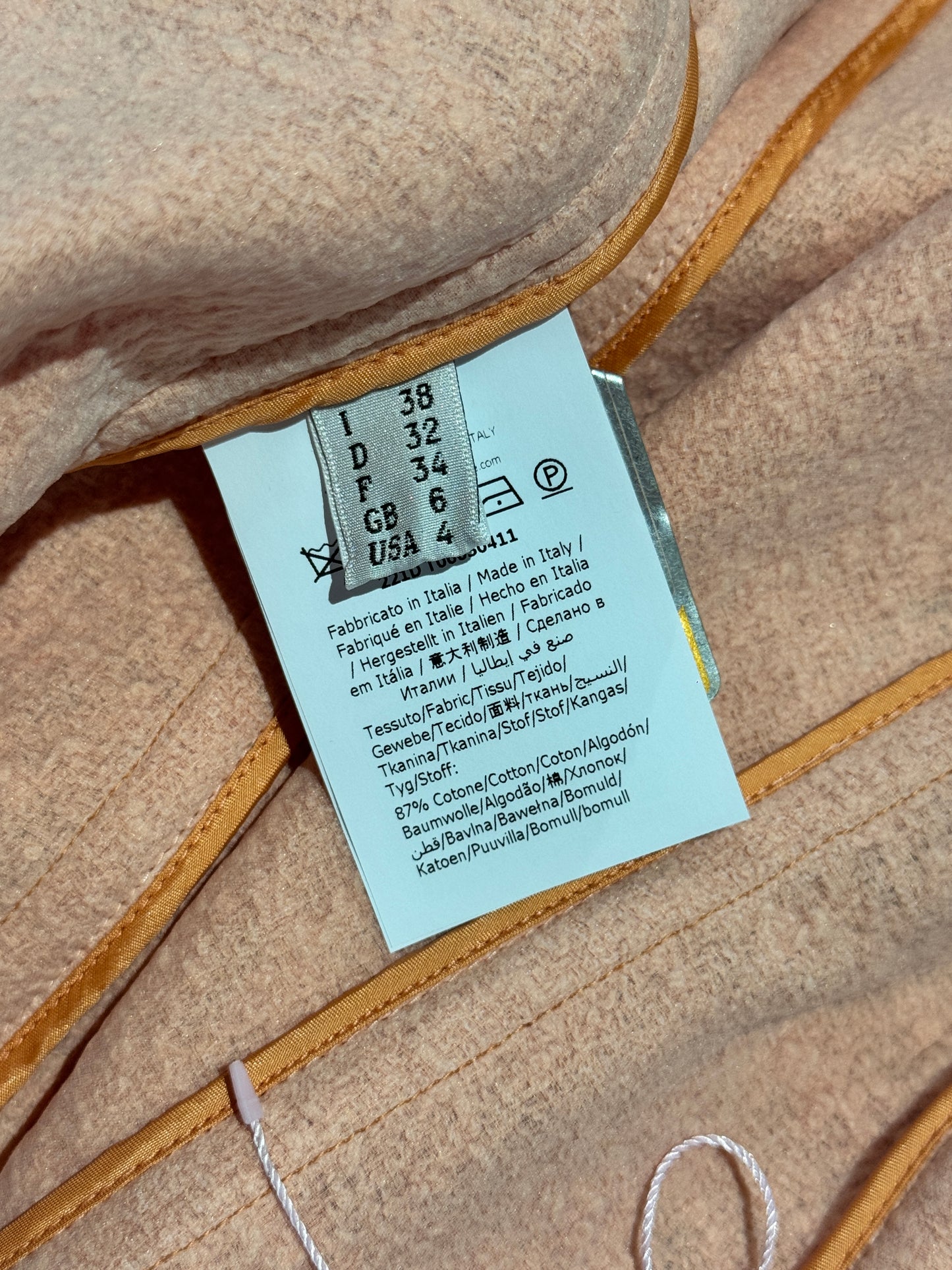 Moschino Jeremy Scott Spring 2022 Peach tweed animal coat