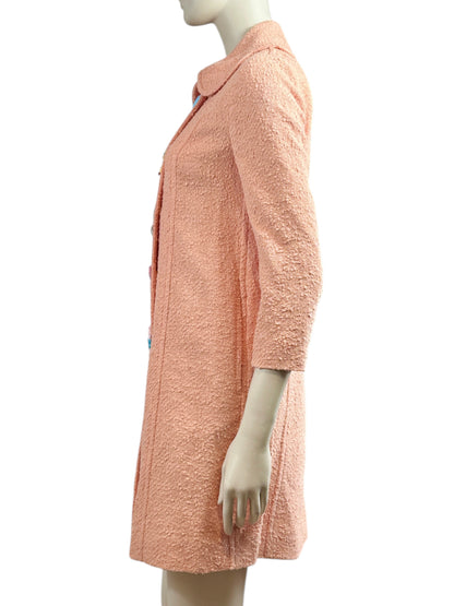 Moschino Jeremy Scott Spring 2022 Peach tweed animal coat