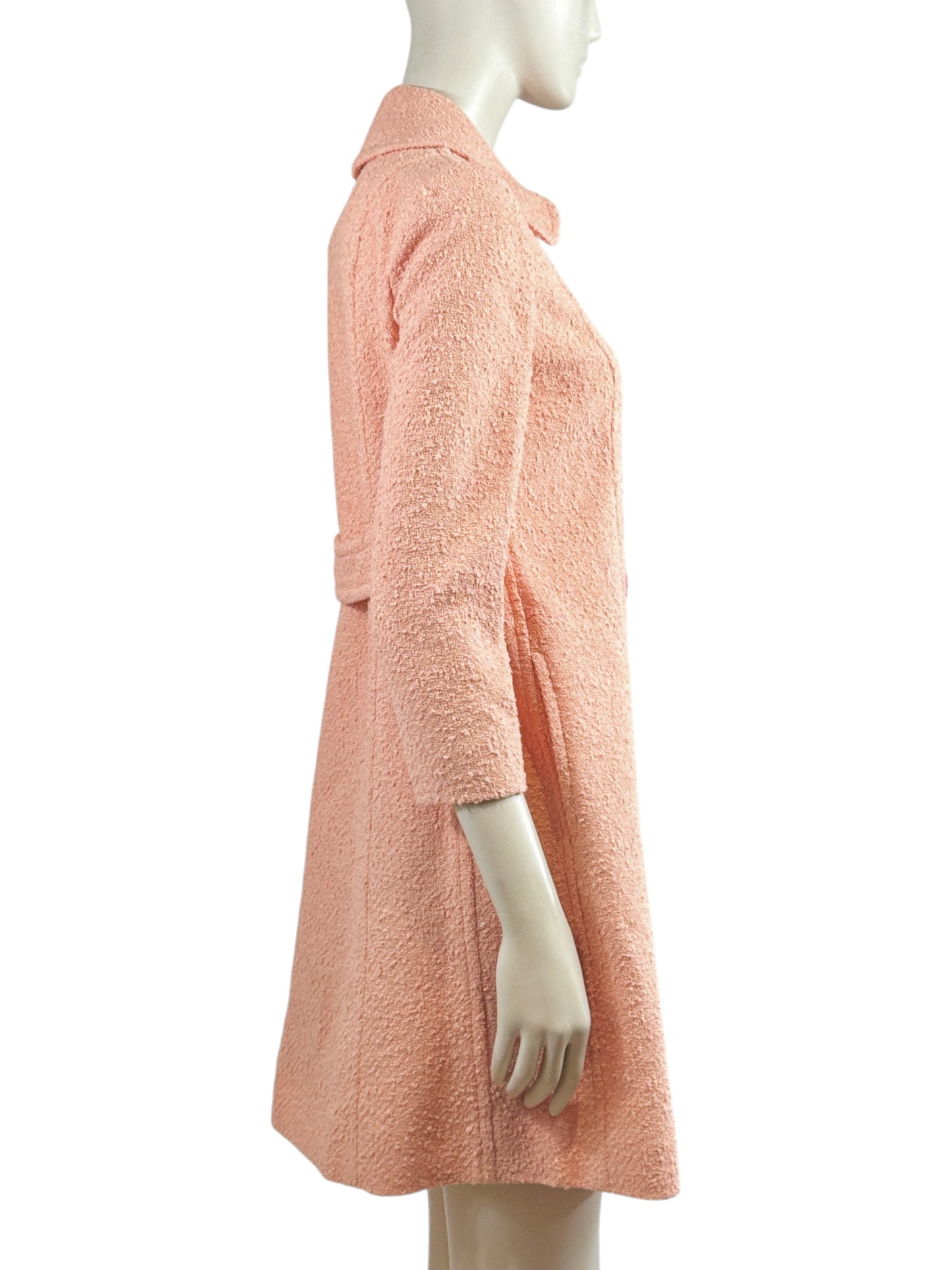 Moschino Jeremy Scott Spring 2022 Peach tweed animal coat