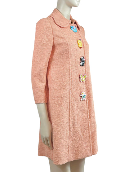 Moschino Jeremy Scott Spring 2022 Peach tweed animal coat