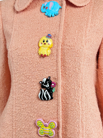 Moschino Jeremy Scott Spring 2022 Peach tweed animal coat