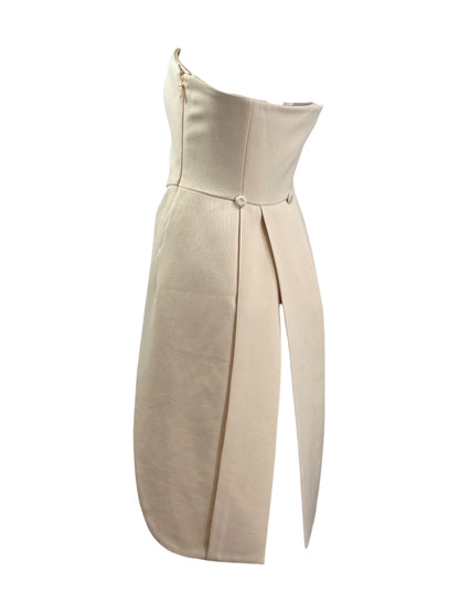 Moschino ecru wool bustier tailcoat