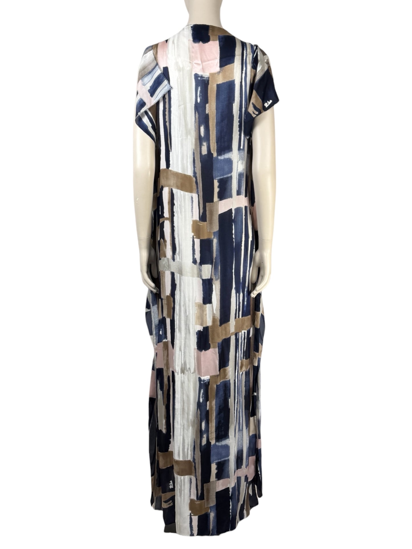 Oscar de la Renta - Resort 2012 Collection - Sleeveless maxi dress in printed silk with multicolored abstract patterns 4