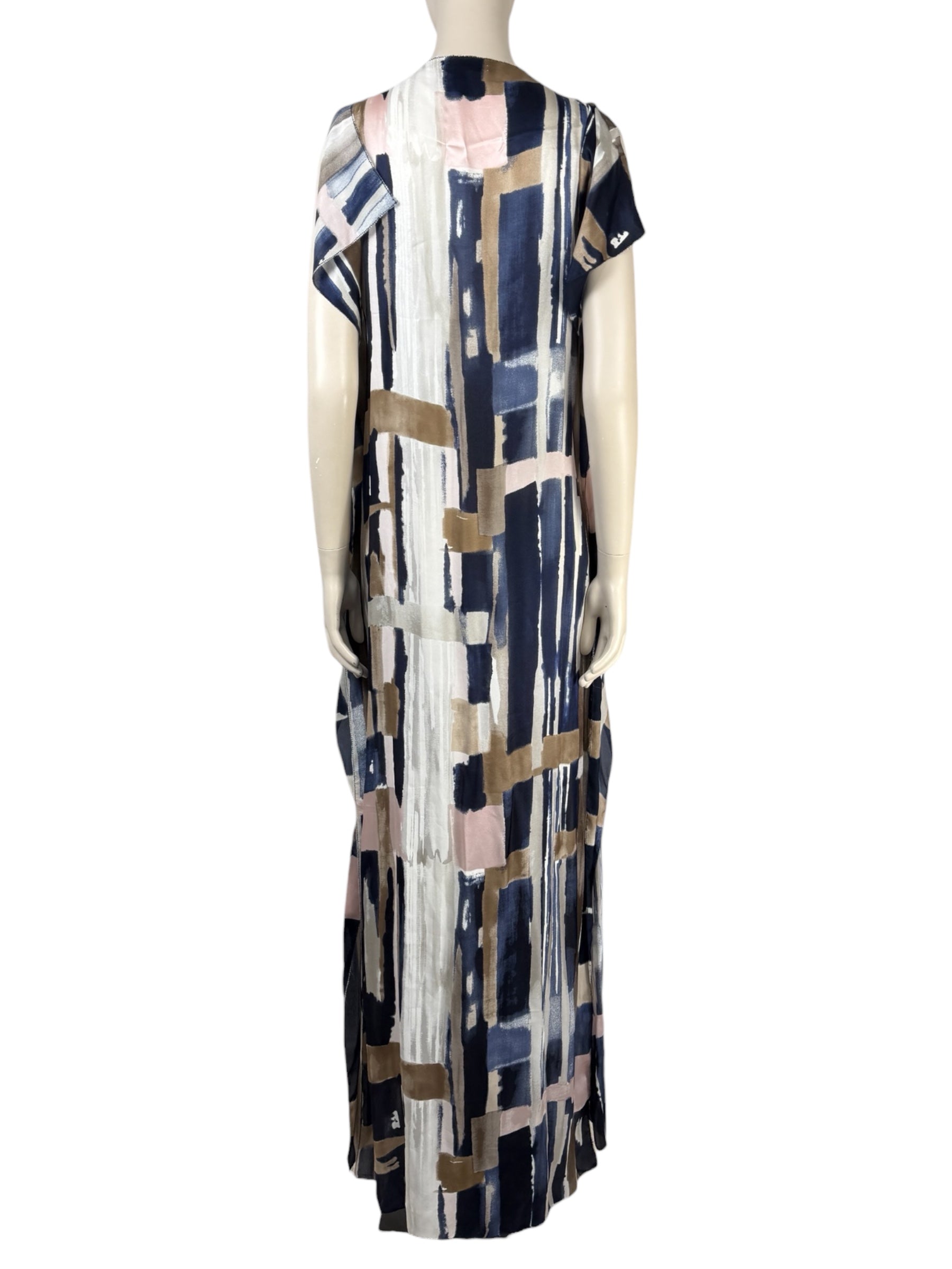Oscar de la Renta - Resort 2012 Collection - Sleeveless maxi dress in printed silk with multicolored abstract patterns 4