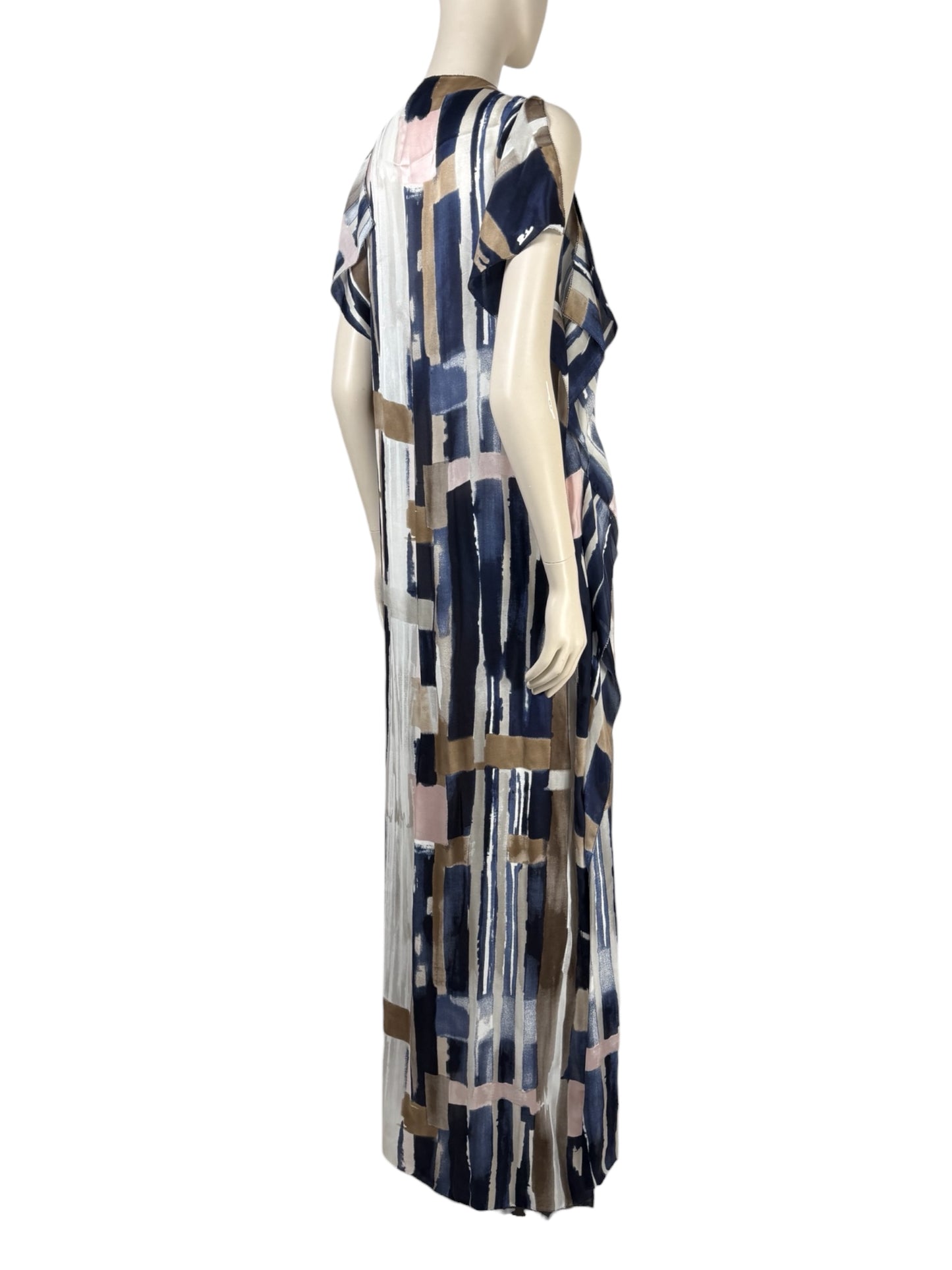 Oscar de la Renta - Resort 2012 Collection - Sleeveless maxi dress in printed silk with multicolored abstract patterns 5