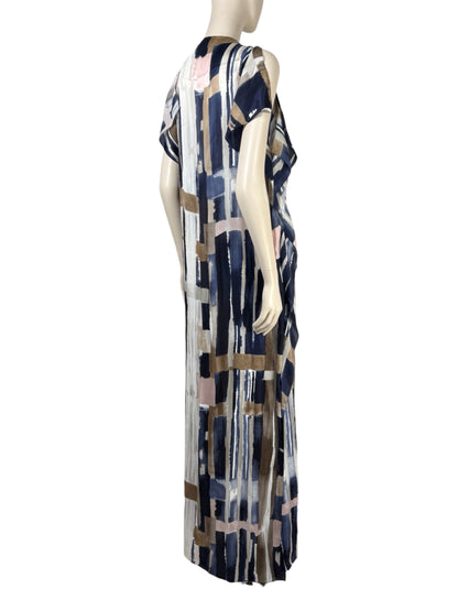 Oscar de la Renta - Resort 2012 Collection - Sleeveless maxi dress in printed silk with multicolored abstract patterns 5