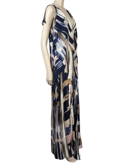 Oscar de la Renta - Resort 2012 Collection - Sleeveless maxi dress in printed silk with multicolored abstract patterns 6