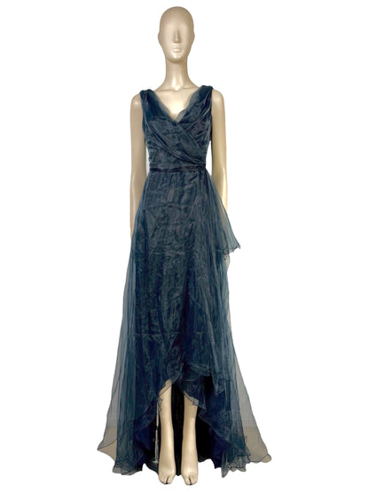 Oscar de la Renta Spring/Summer 2012   Look 58  Sleeveless navy organdy maxi dress