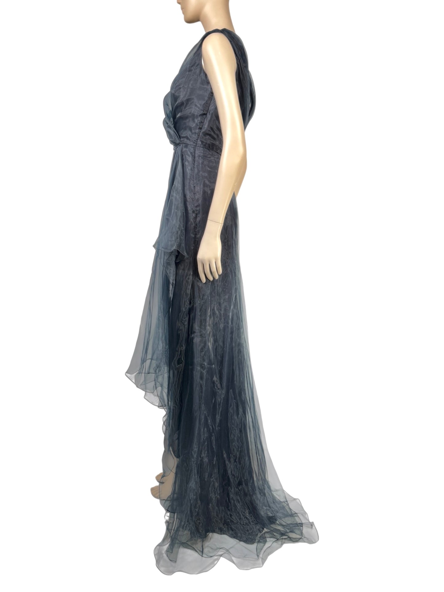 Oscar de la Renta Spring/Summer 2012   Look 58  Sleeveless navy organdy maxi dress 2