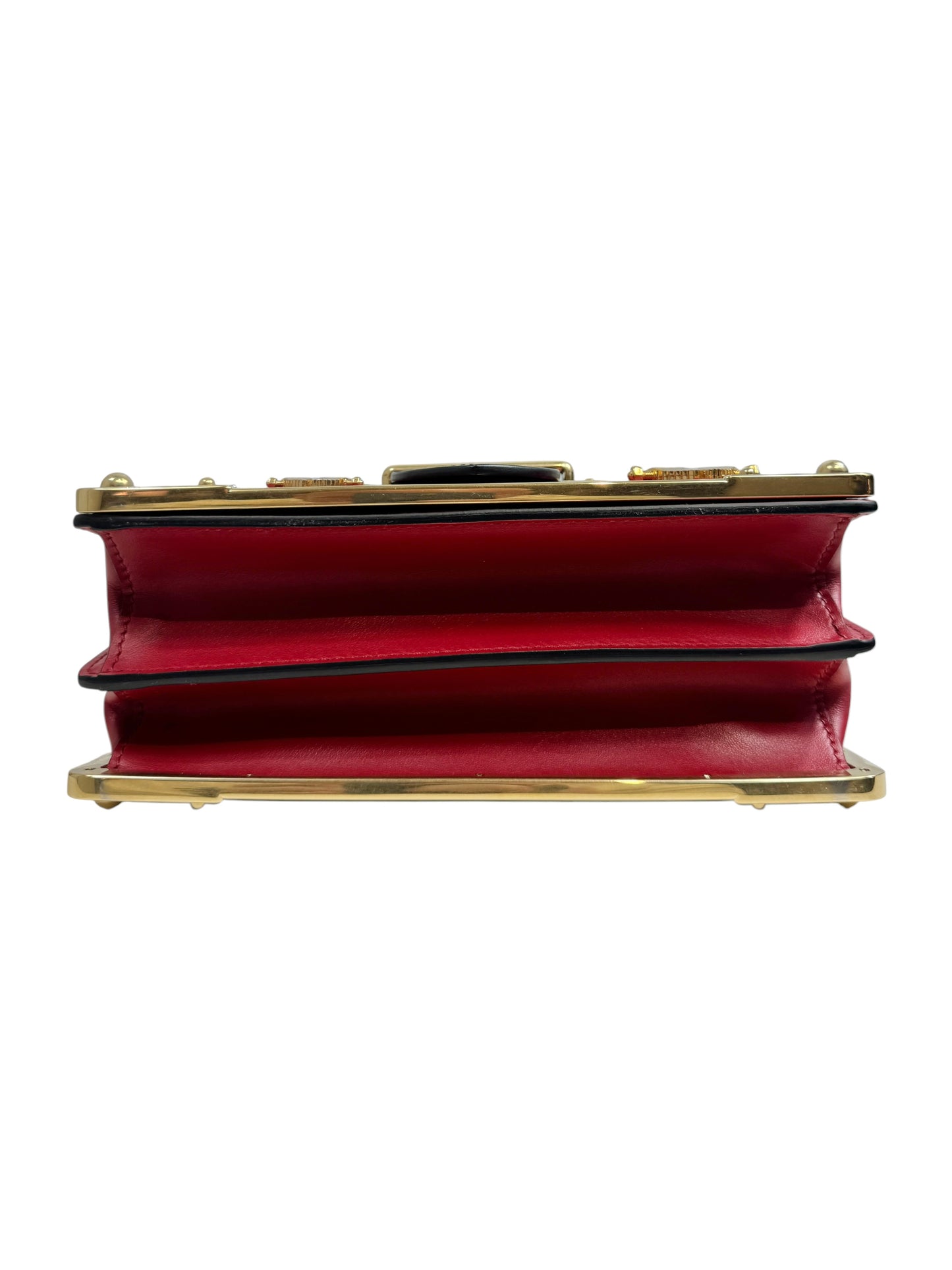 Prada Cahier bag calfskin red black charm