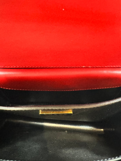 Prada Cahier bag calfskin red black charm