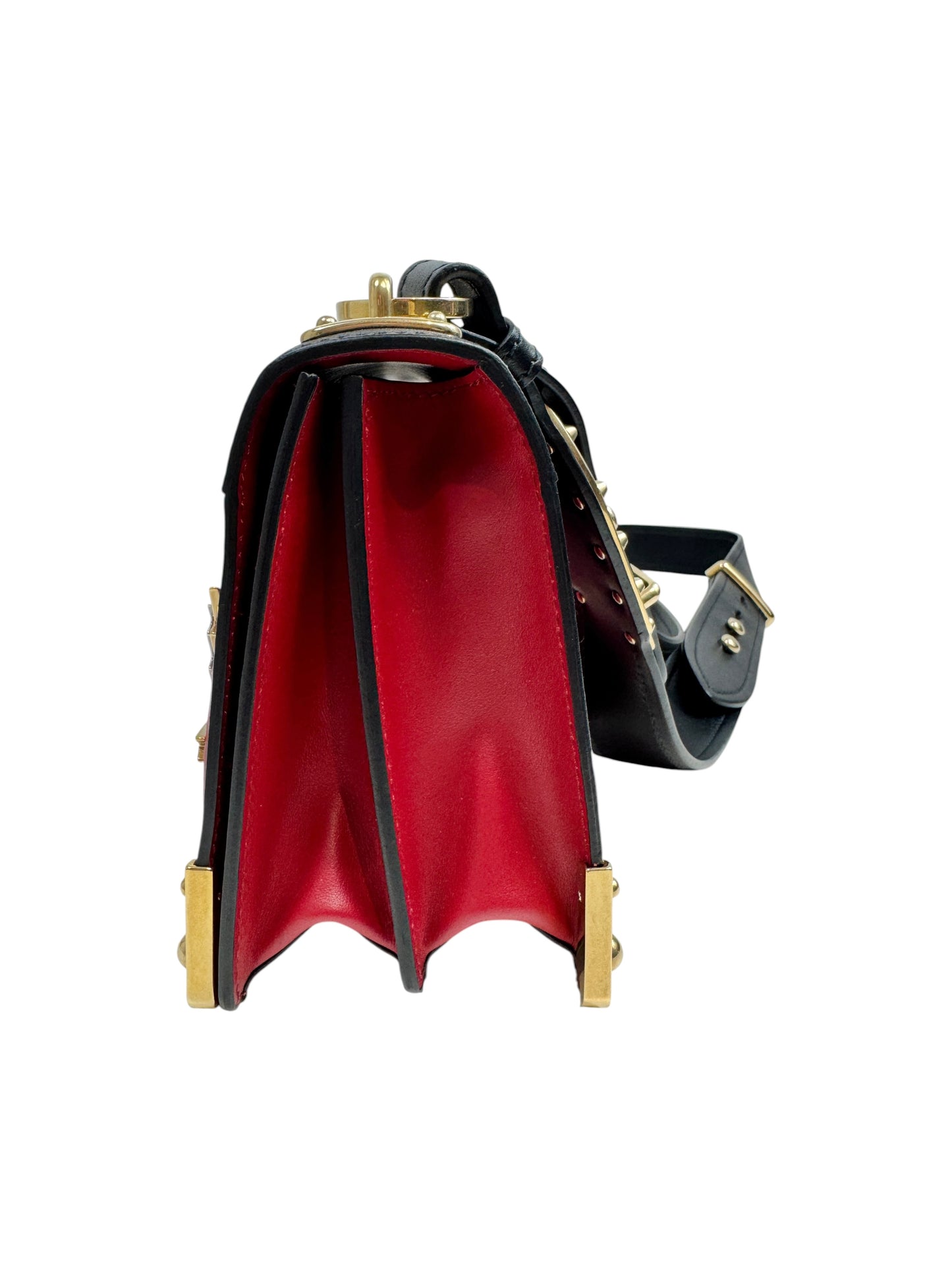 Prada Cahier bag calfskin red black charm
