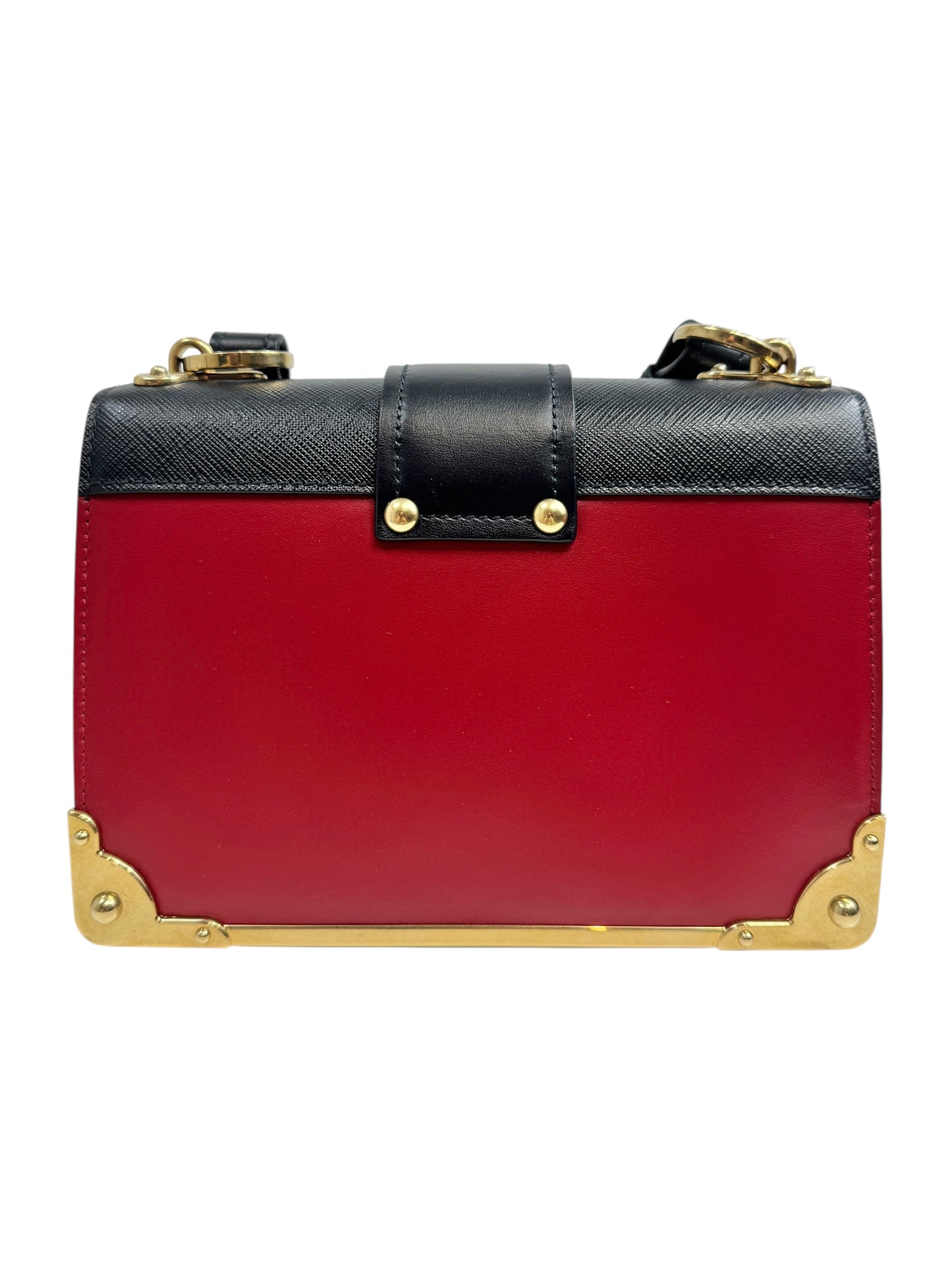 Prada Cahier bag calfskin red black charm