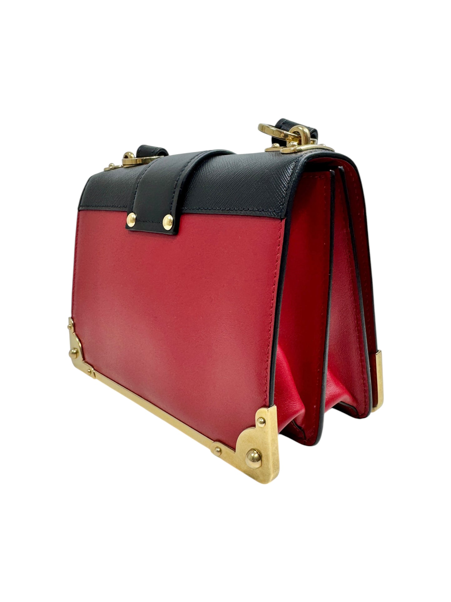 Prada Cahier bag calfskin red black charm