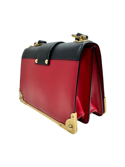 Prada Cahier bag calfskin red black charm