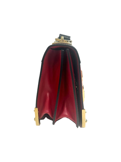 Prada Cahier bag calfskin red black charm