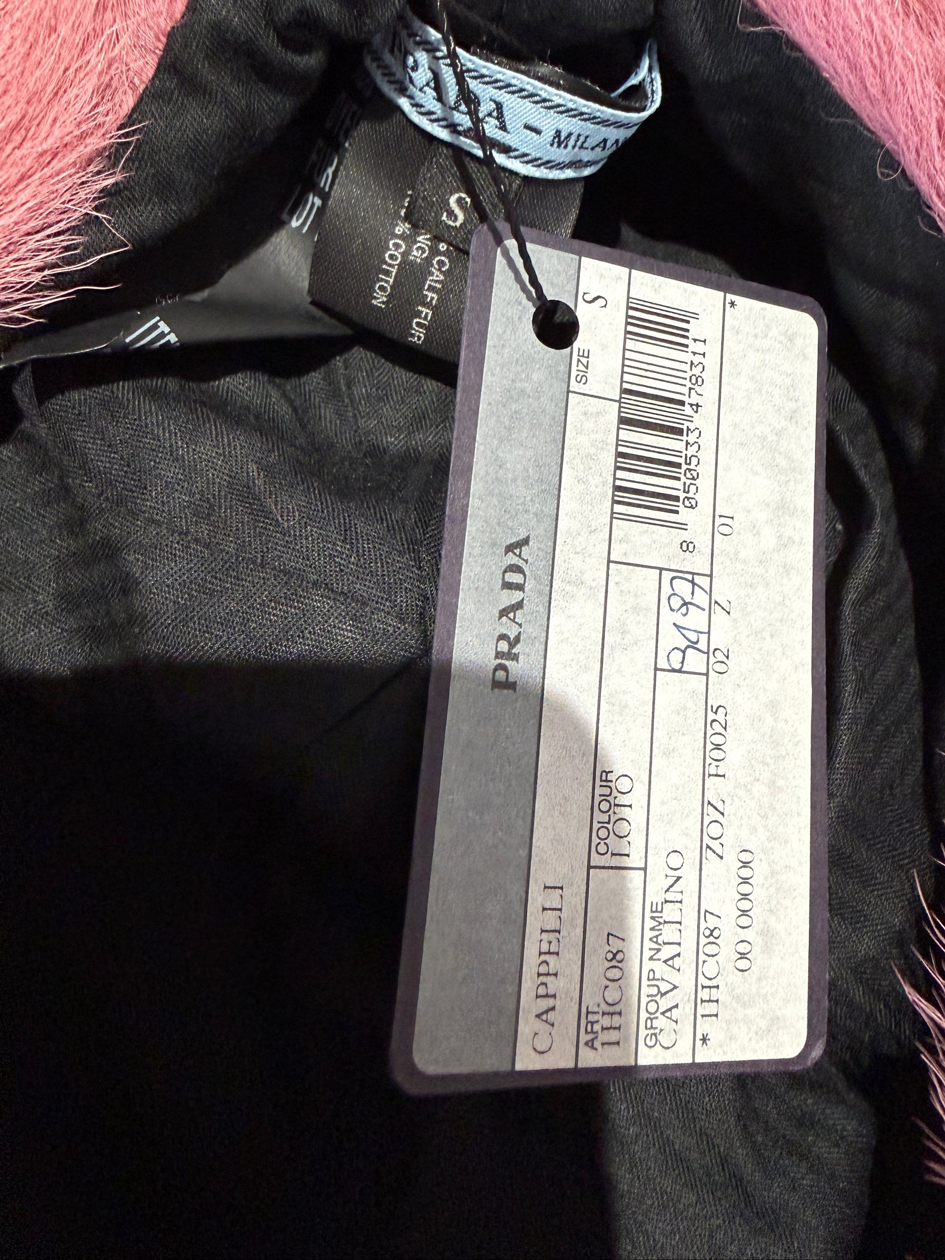 Prada Fall 2017 Pink pony hair cap