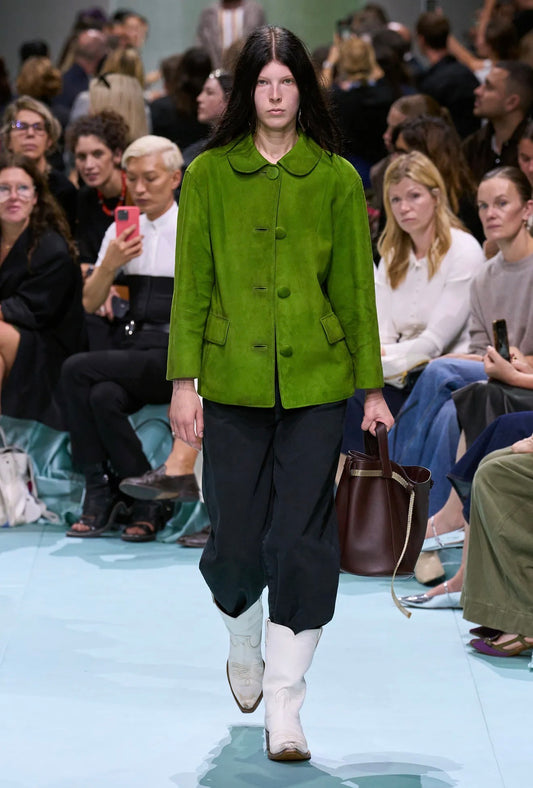 Prada Spring 2025 Look 6 apple lambskin pea coat