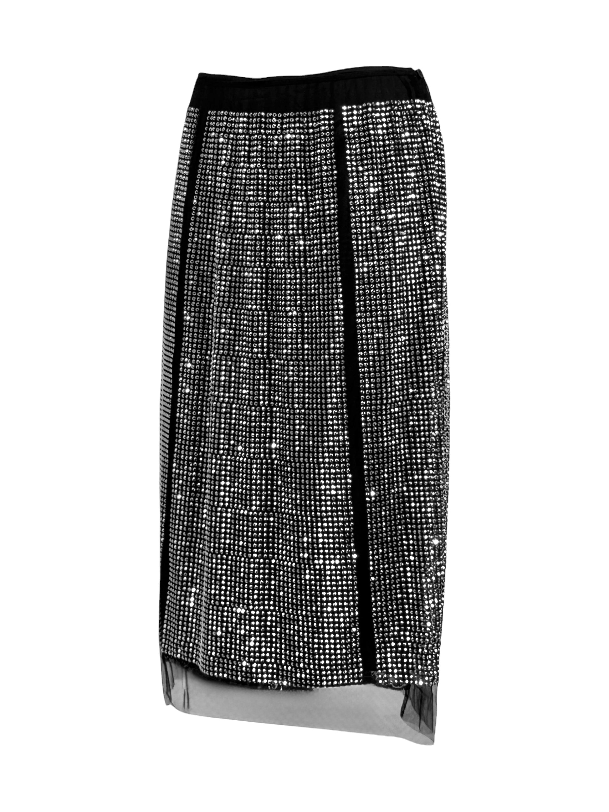 Prada Swarovski 2001 tulle crystal embellished skirt