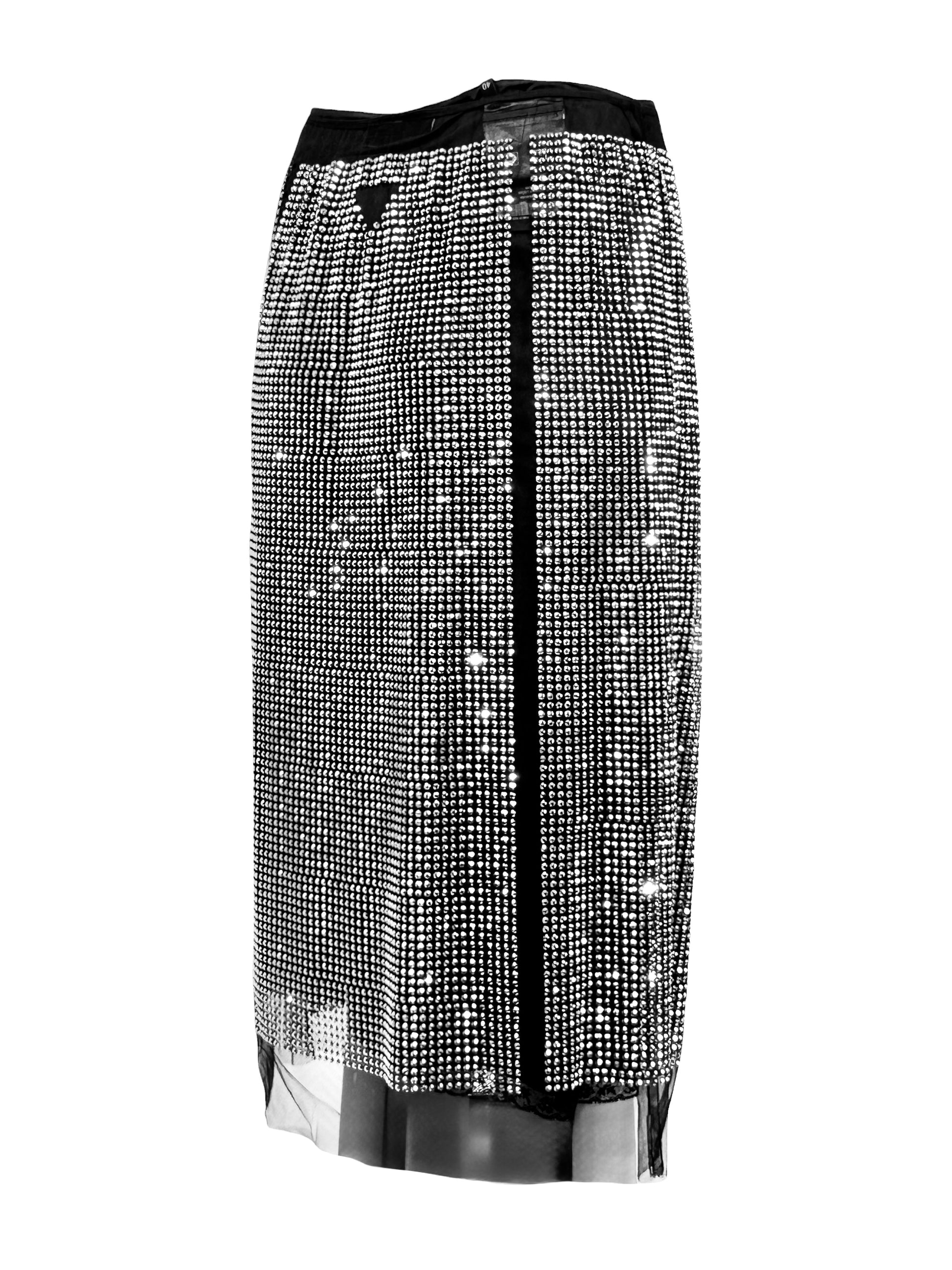 Prada Swarovski 2001 tulle crystal embellished skirt