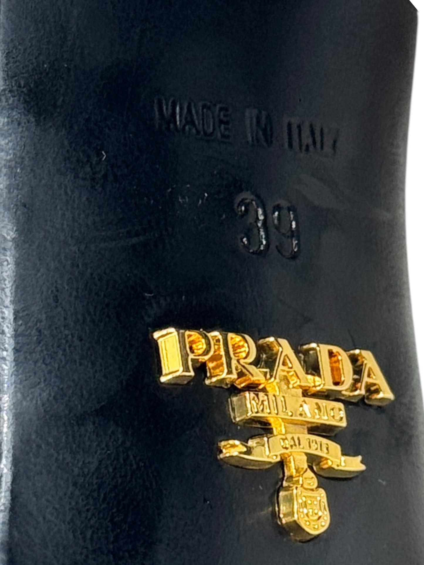 Prada black leather sandal bow
