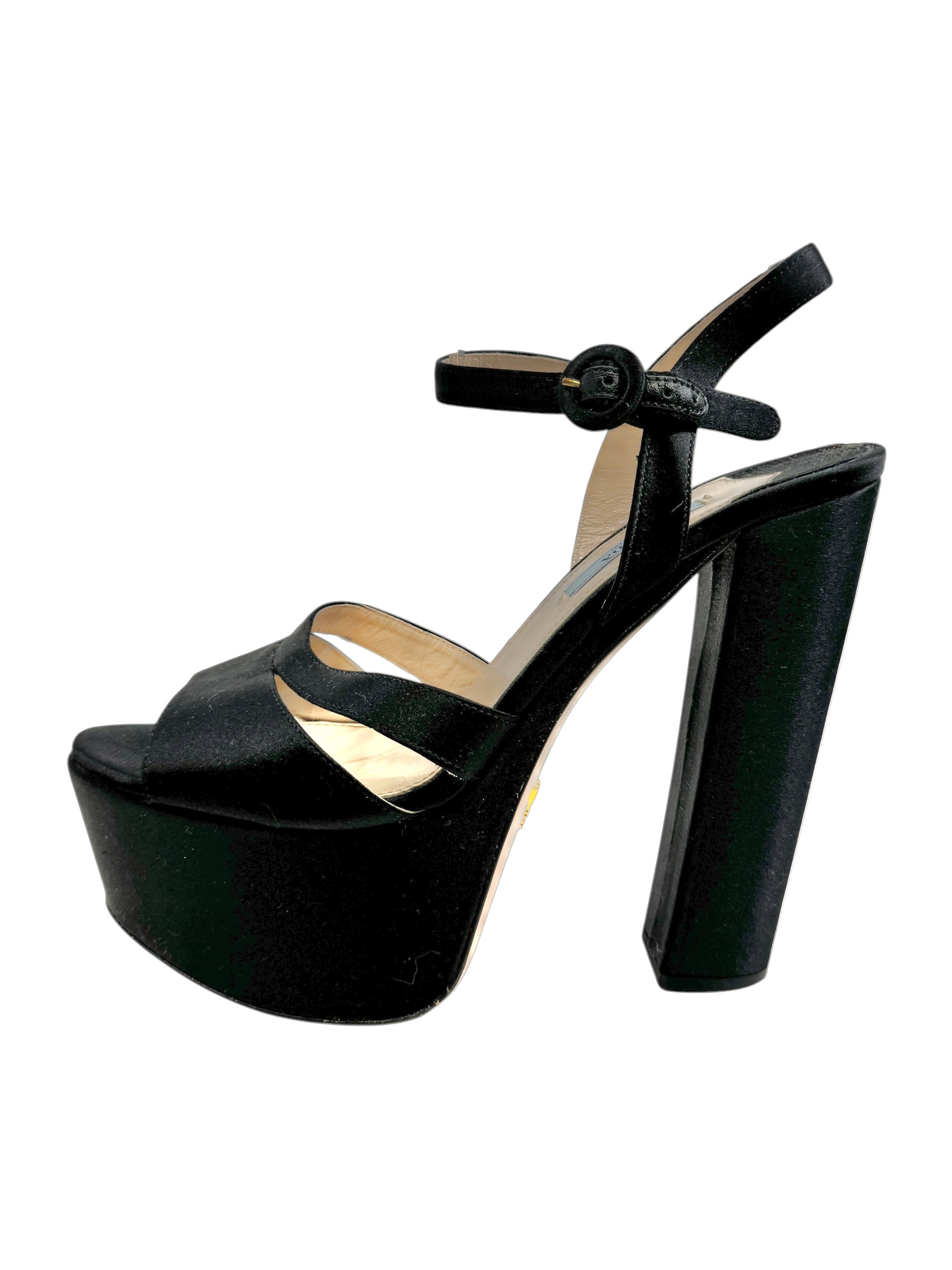Prada black satin sandal