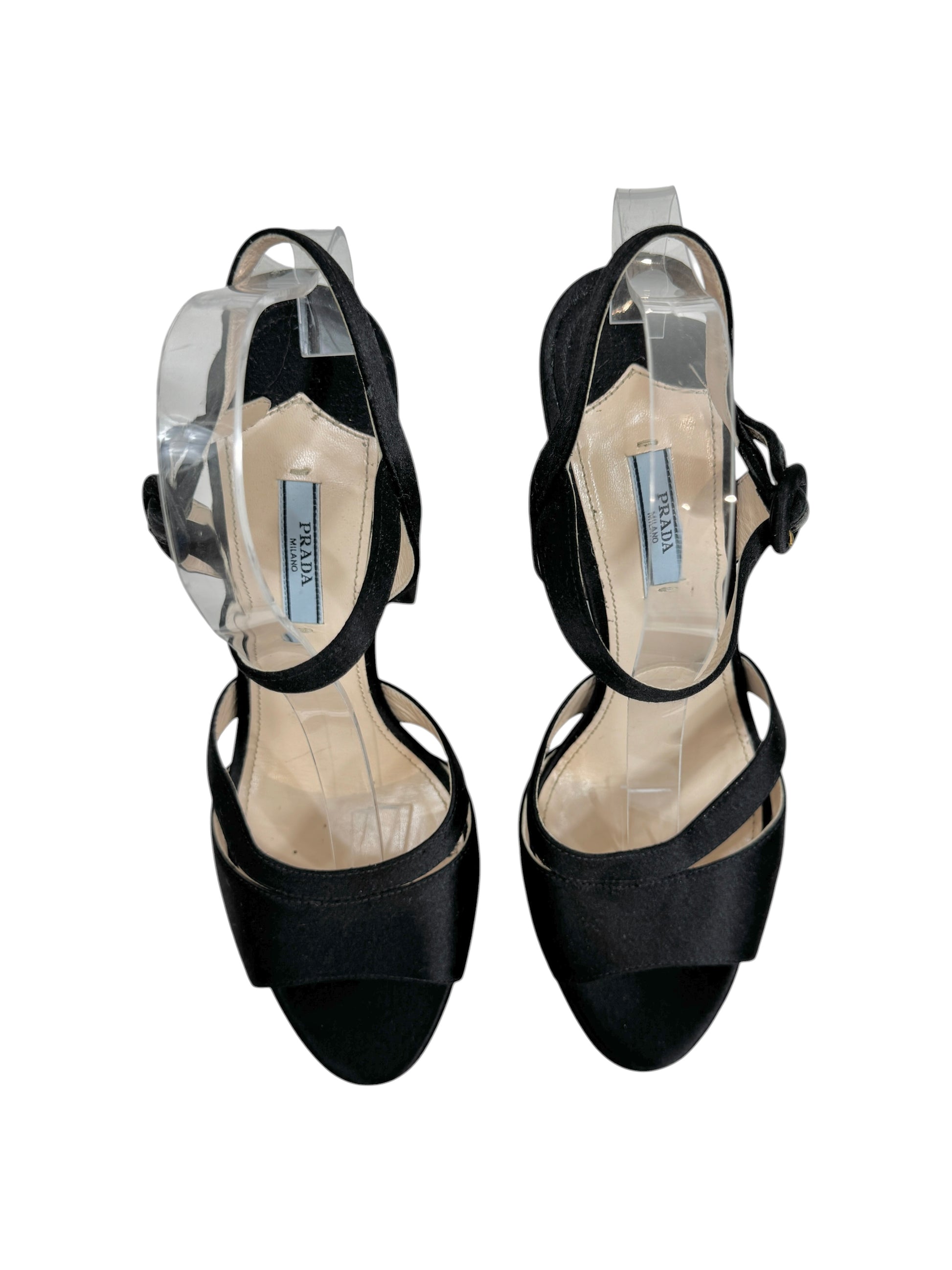 Prada black satin sandal