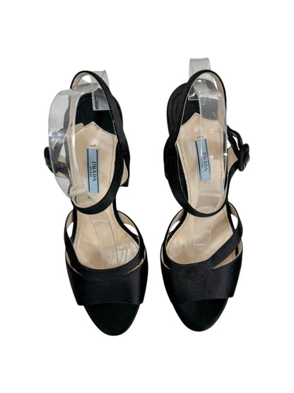 Prada black satin sandal