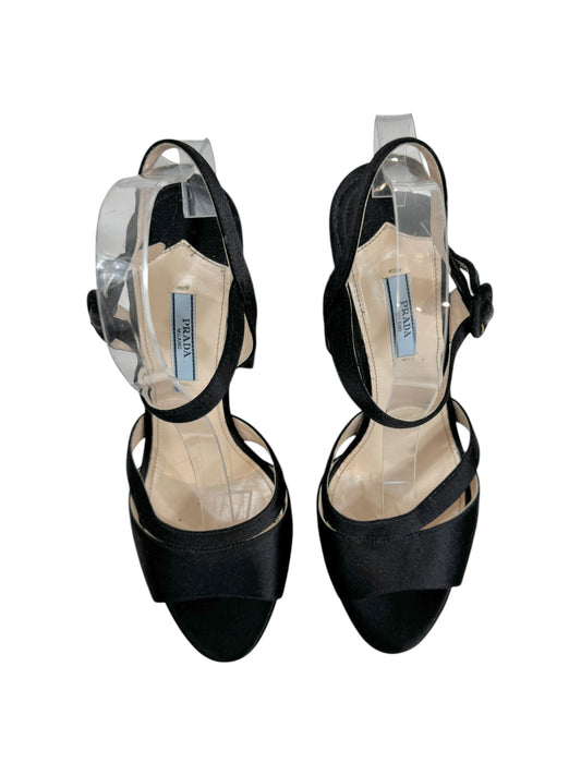 Prada black satin sandal