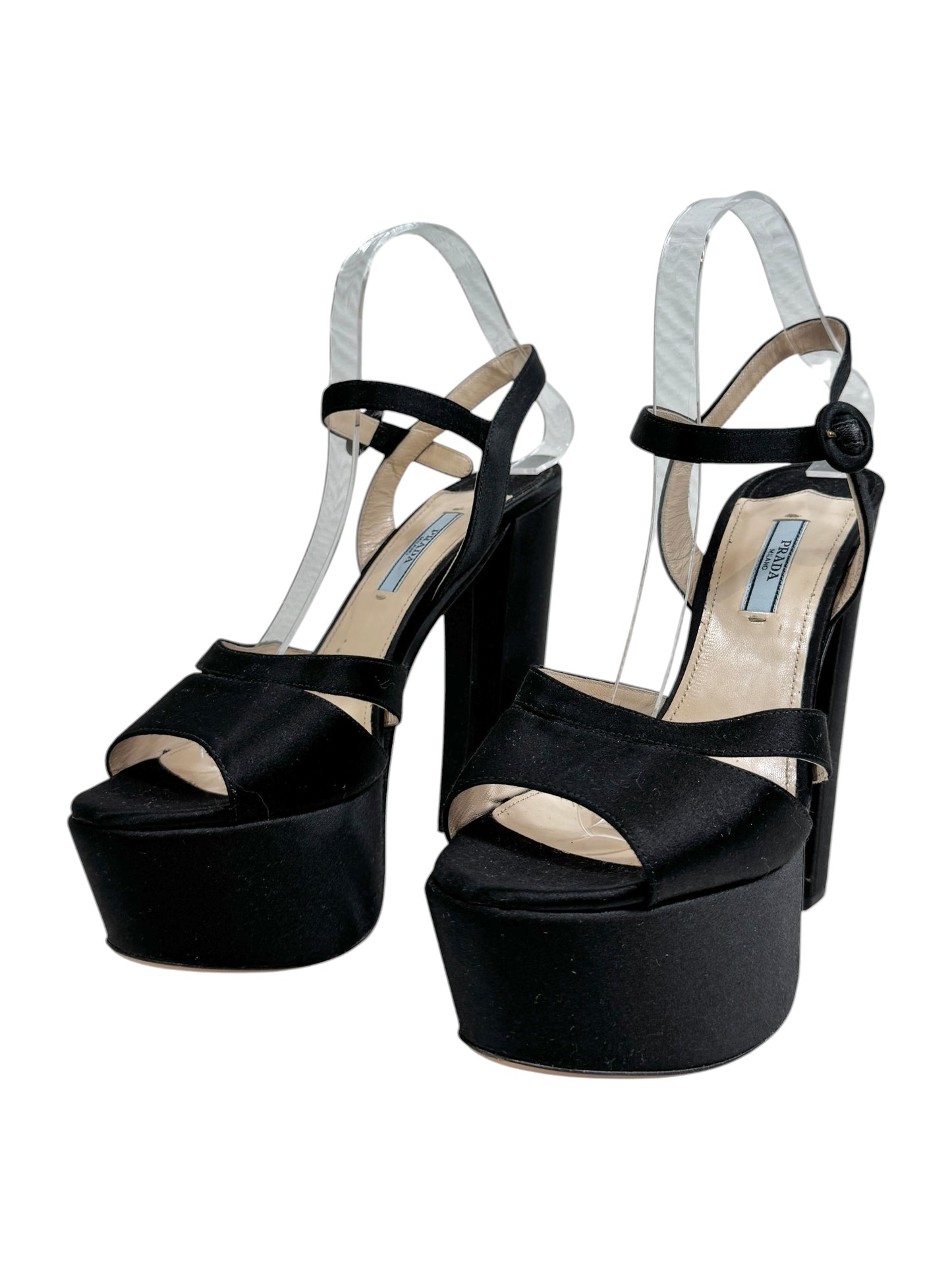 Prada black satin sandal