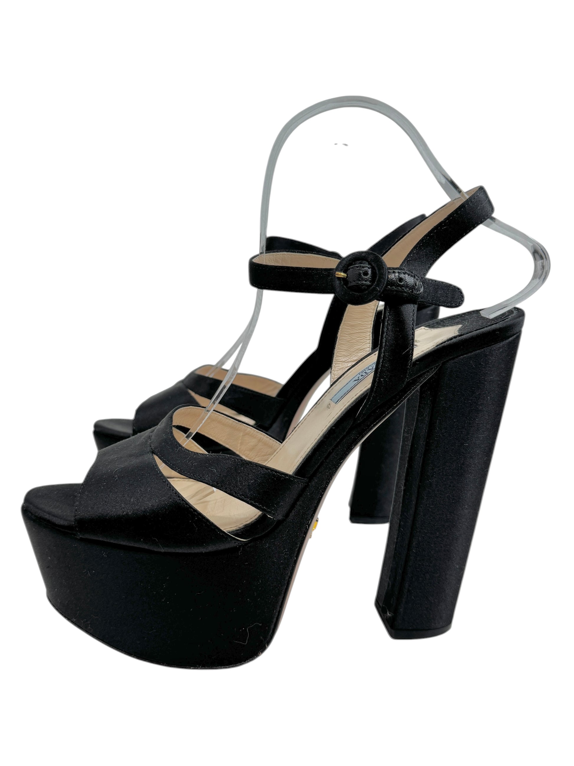 Prada black satin sandal