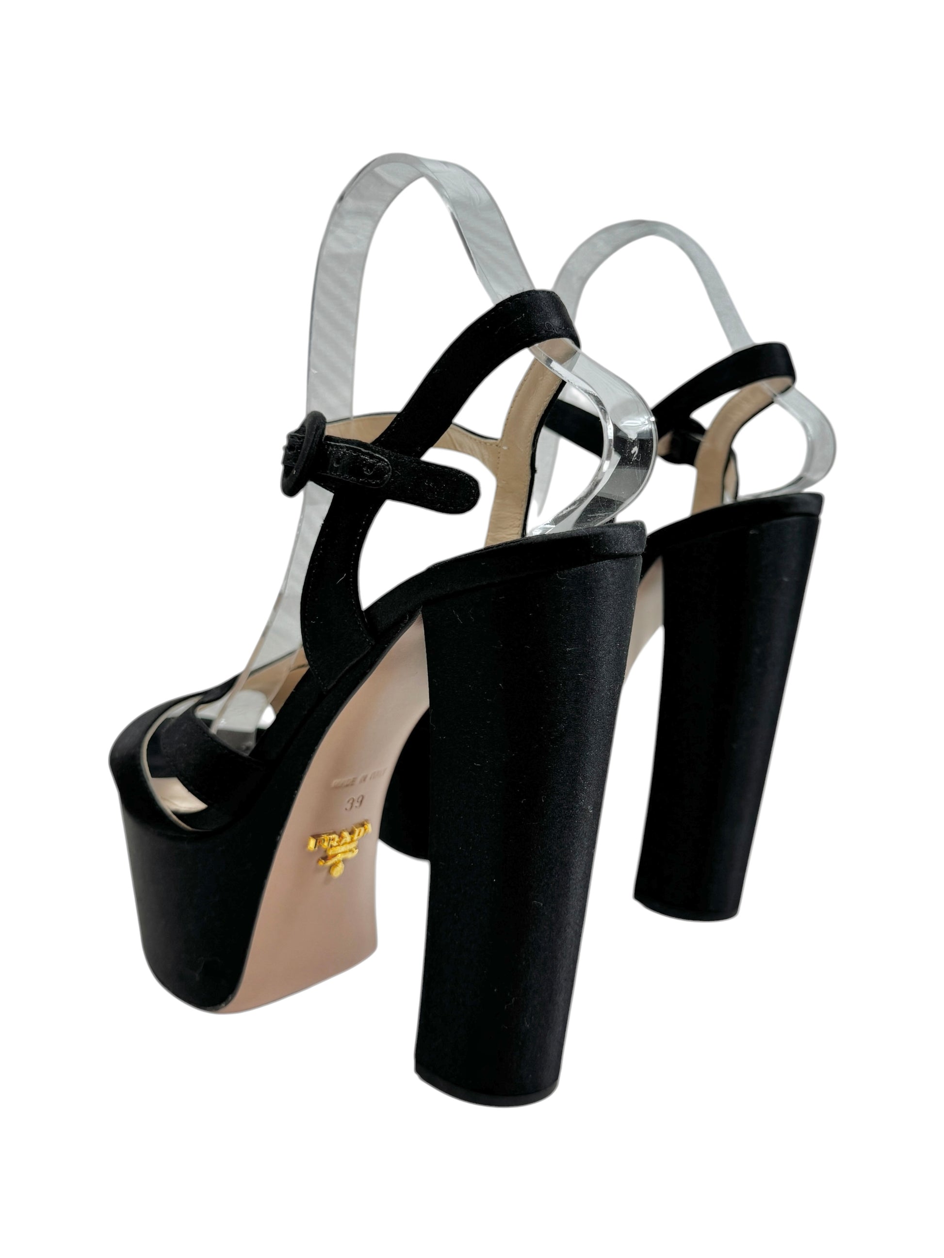 Prada black satin sandal
