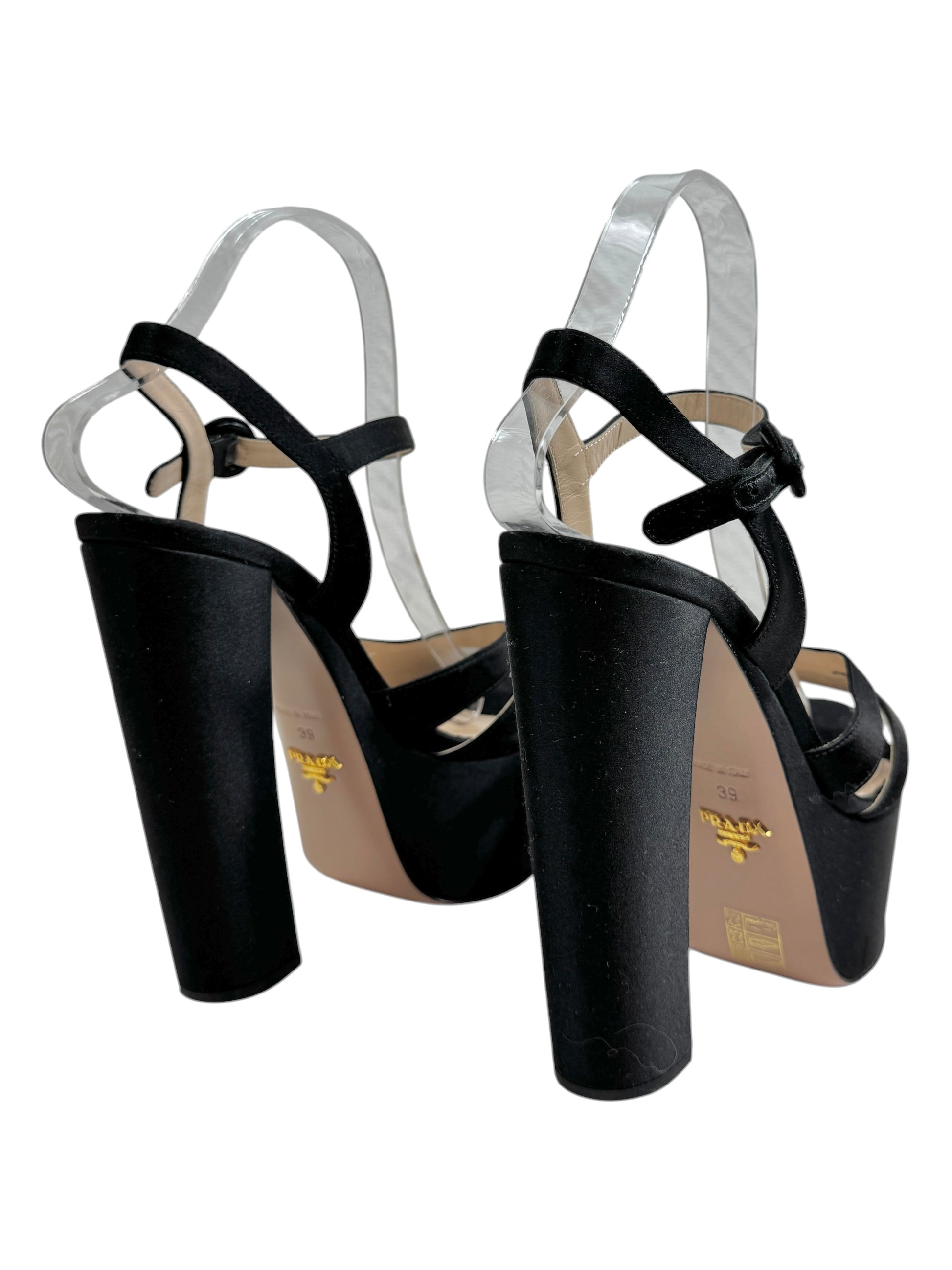 Prada black satin sandal