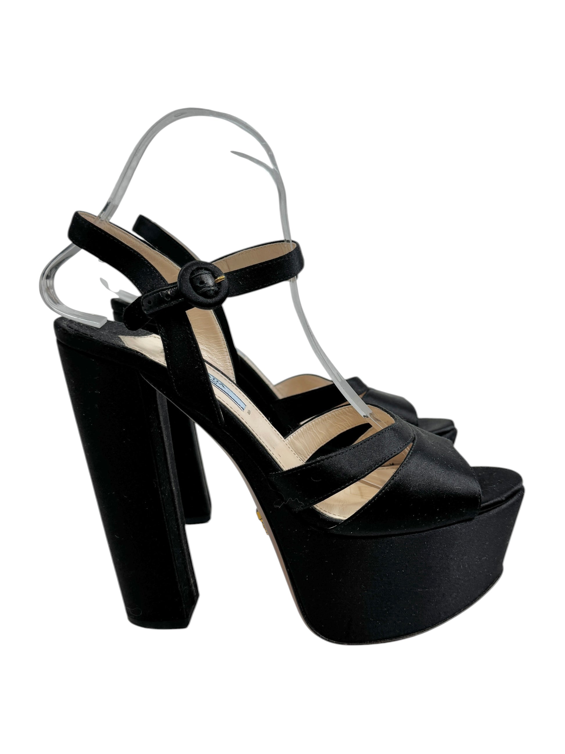 Prada black satin sandal