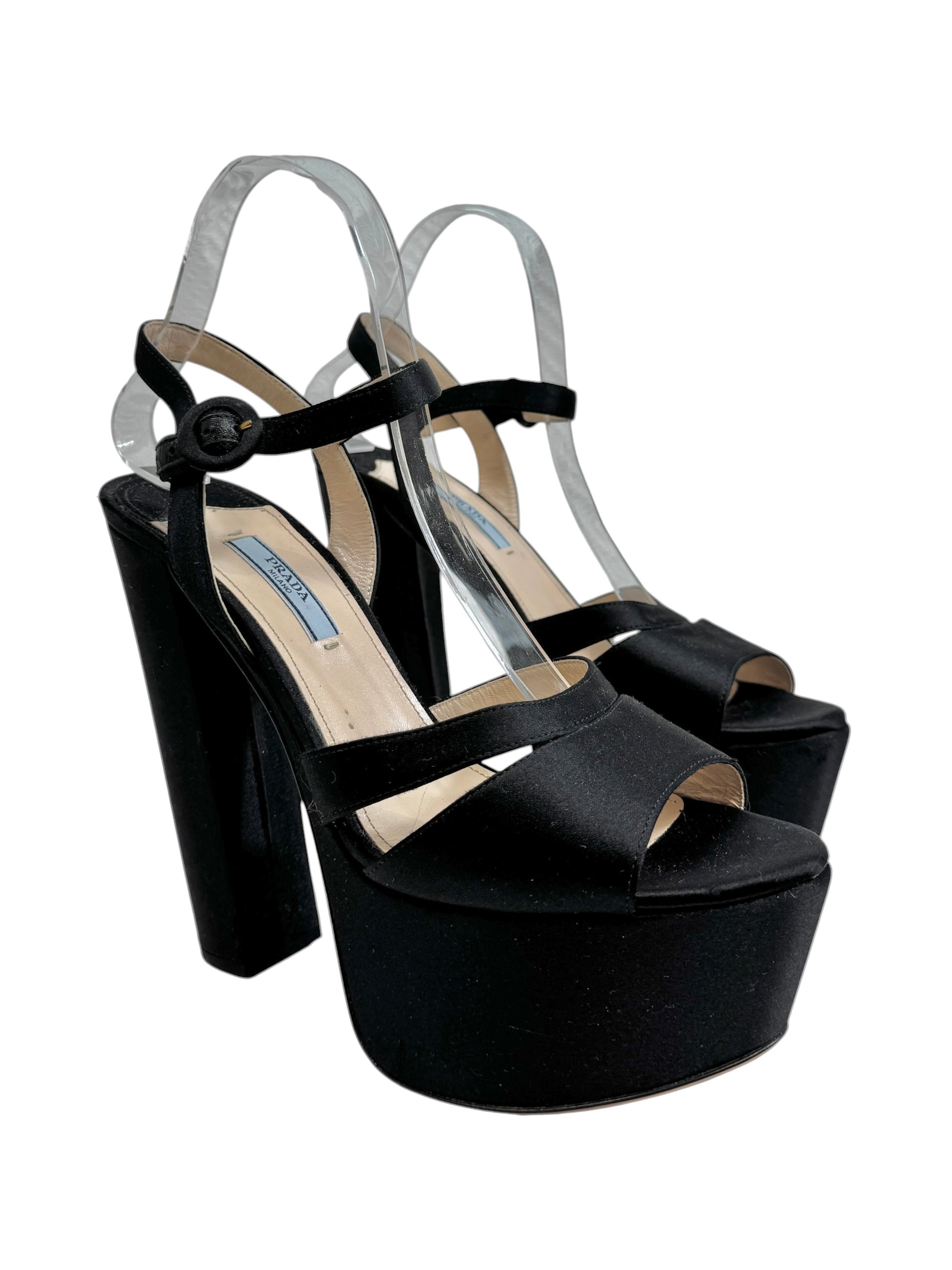 Prada black satin sandal