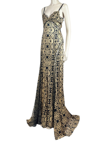 Roberto Cavalli 2005 Maxi silk printed dress