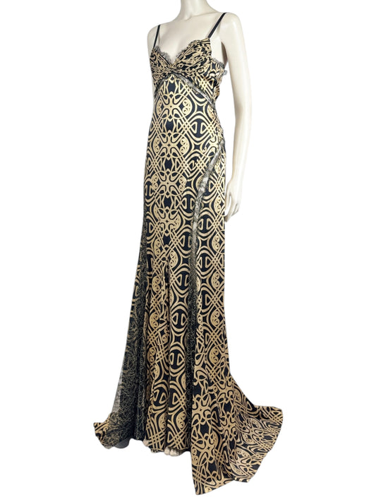 Roberto Cavalli 2005 Maxi silk printed dress