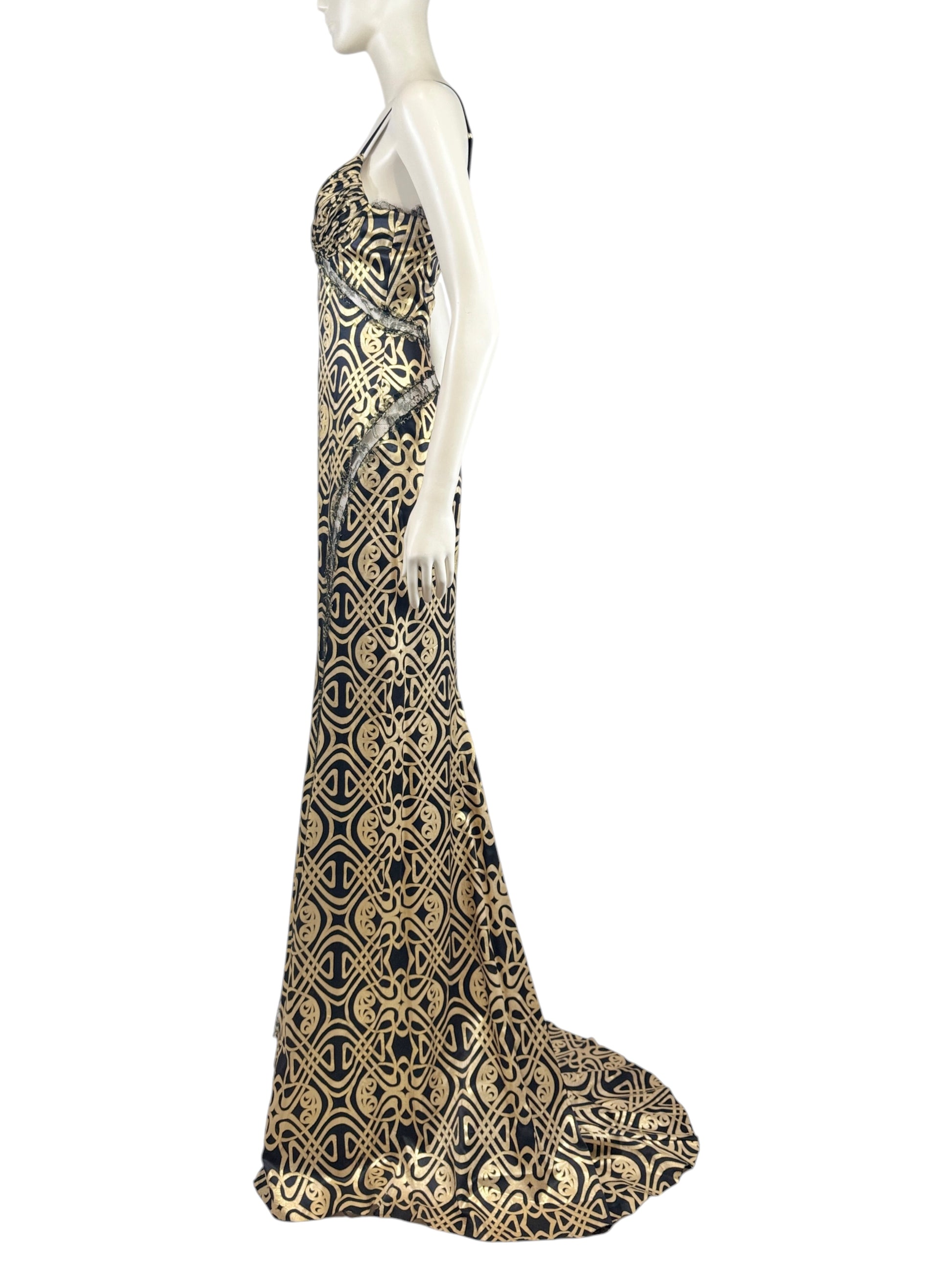 Roberto Cavalli 2005 Maxi silk printed dress