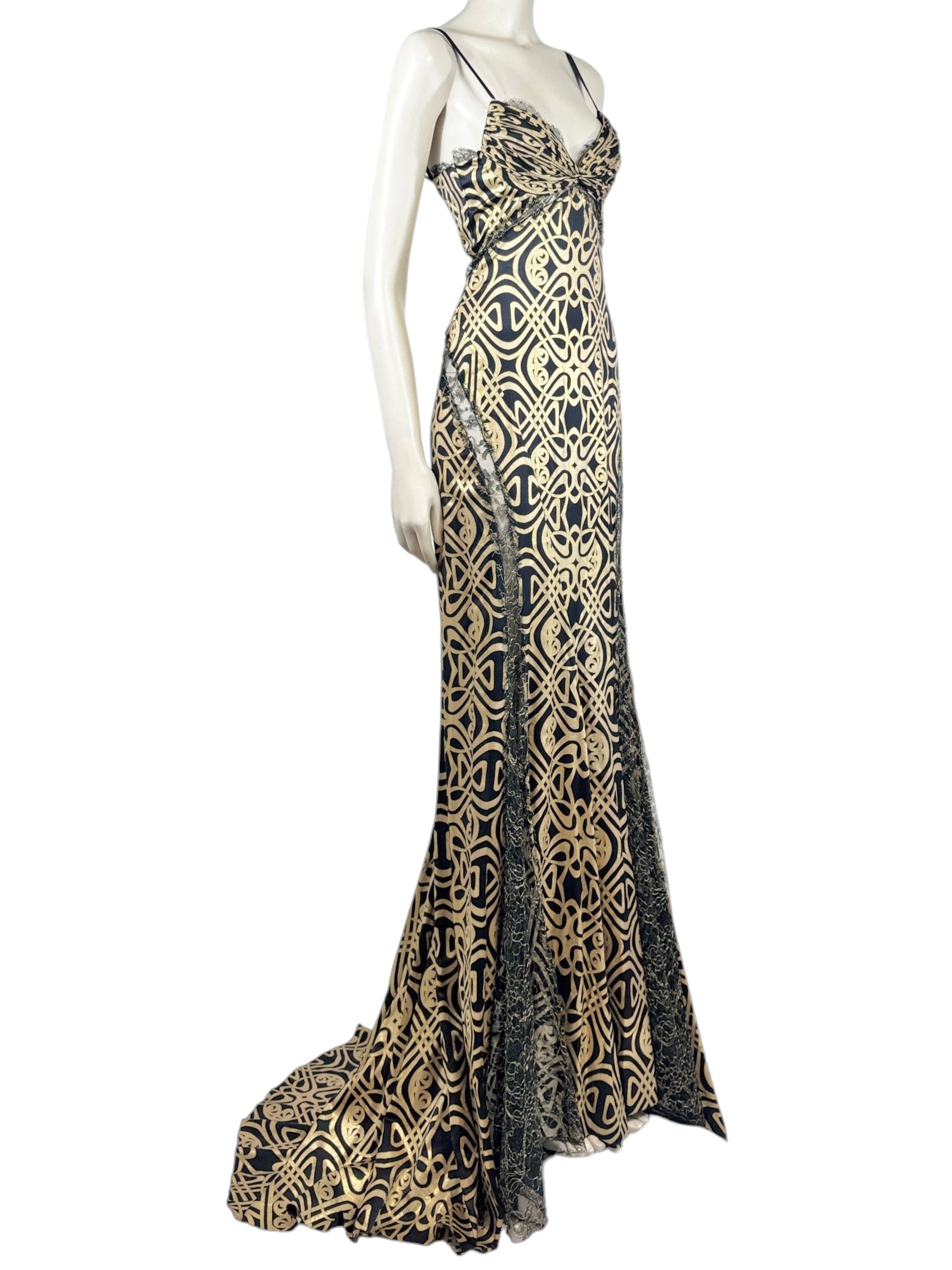 Roberto Cavalli 2005 Maxi silk printed dress