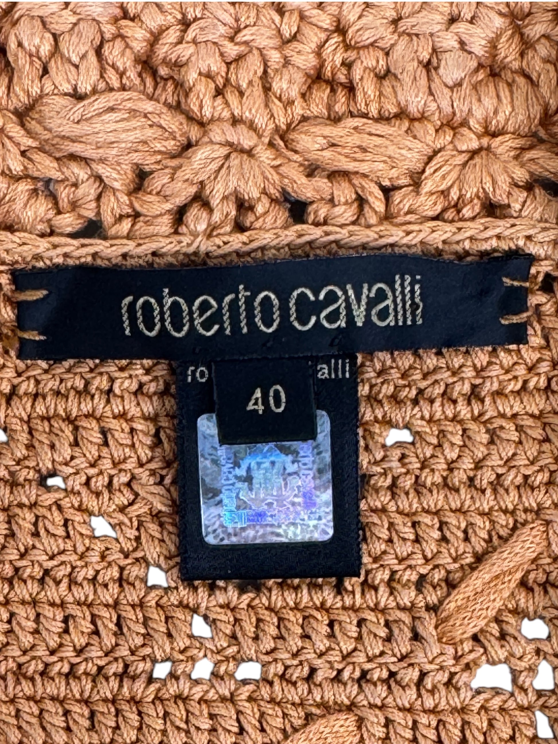 Roberto Cavalli 2006 Cropped vest gold lacquered knit