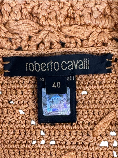 Roberto Cavalli 2006 Cropped vest gold lacquered knit