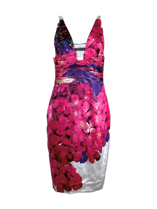 Roberto Cavalli 2008 Multicolored floral printed satin dress