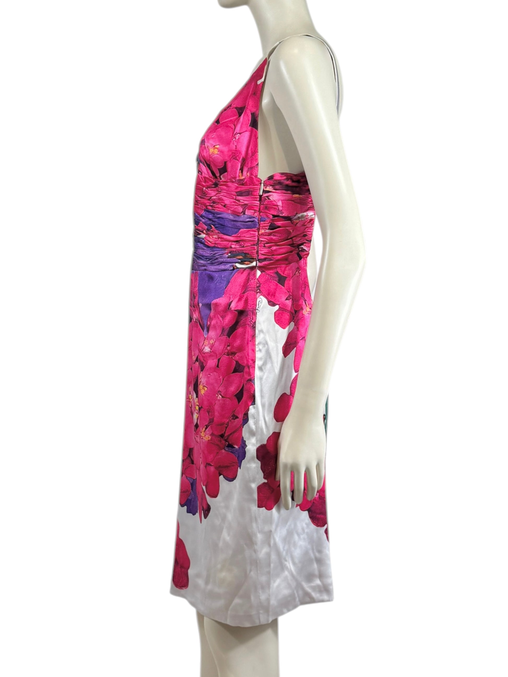 Roberto Cavalli 2008 Multicolored floral printed satin dress