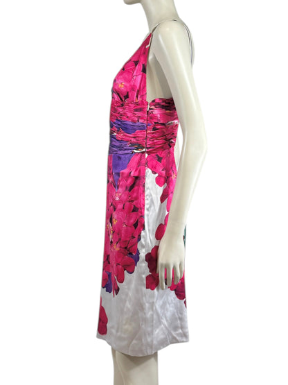 Roberto Cavalli 2008 Multicolored floral printed satin dress