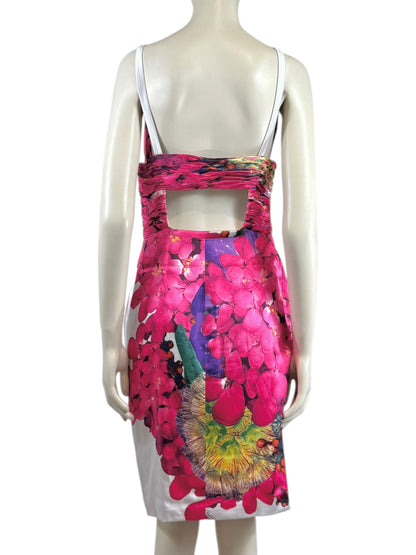 Roberto Cavalli 2008 Multicolored floral printed satin dress