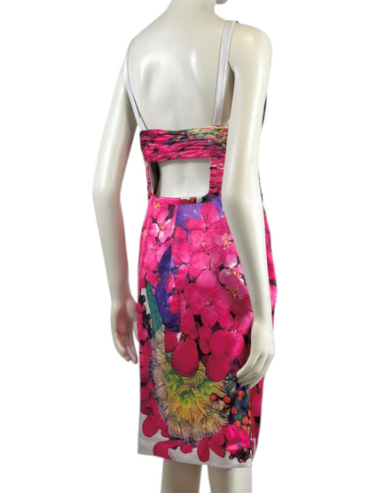 Roberto Cavalli 2008 Multicolored floral printed satin dress