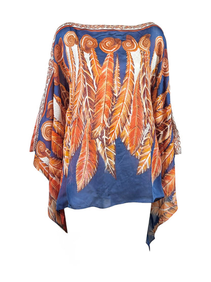 Roberto Cavalli 2011 Printed feather silk tunic