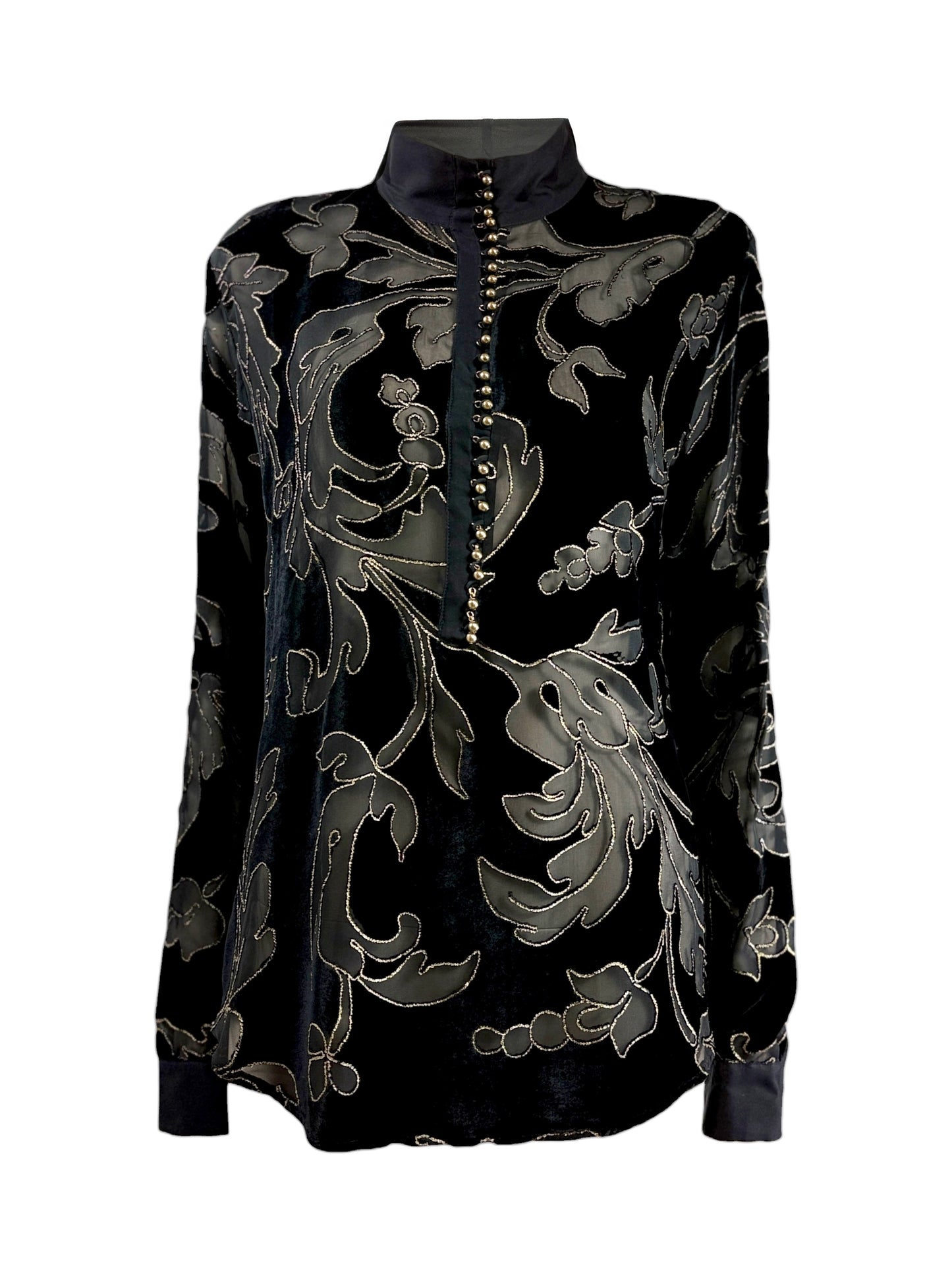Roberto Cavalli Fall 2004 Black gold dévoré velvet blouse