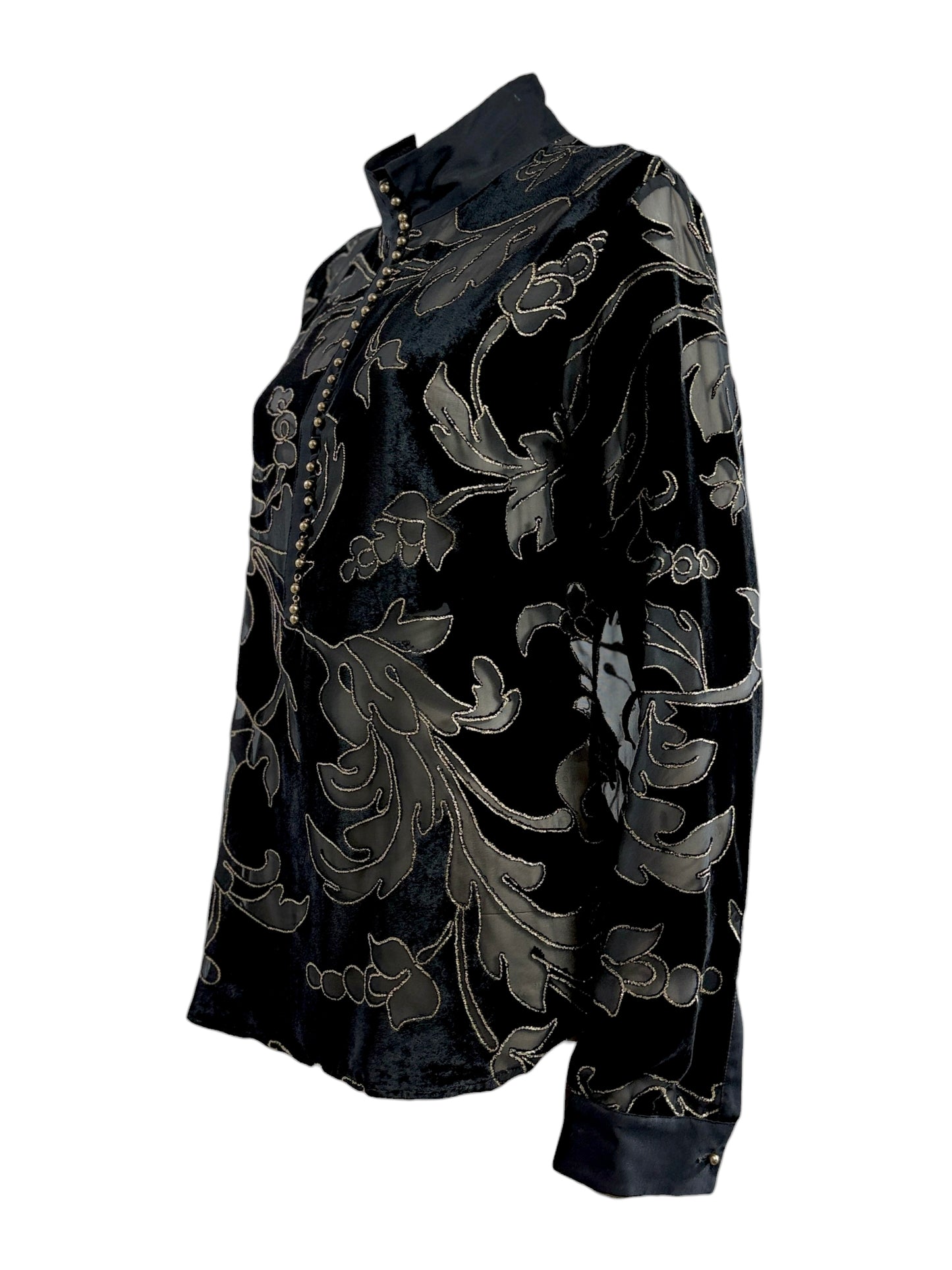 Roberto Cavalli Fall 2004 Black gold dévoré velvet blouse