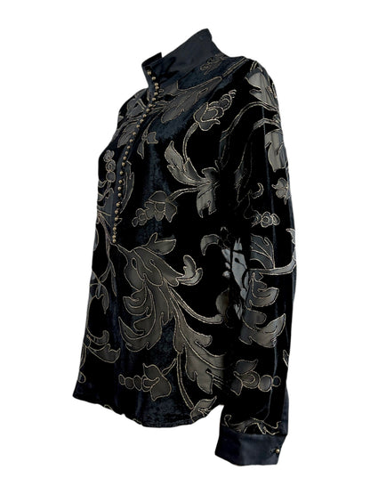 Roberto Cavalli Fall 2004 Black gold dévoré velvet blouse